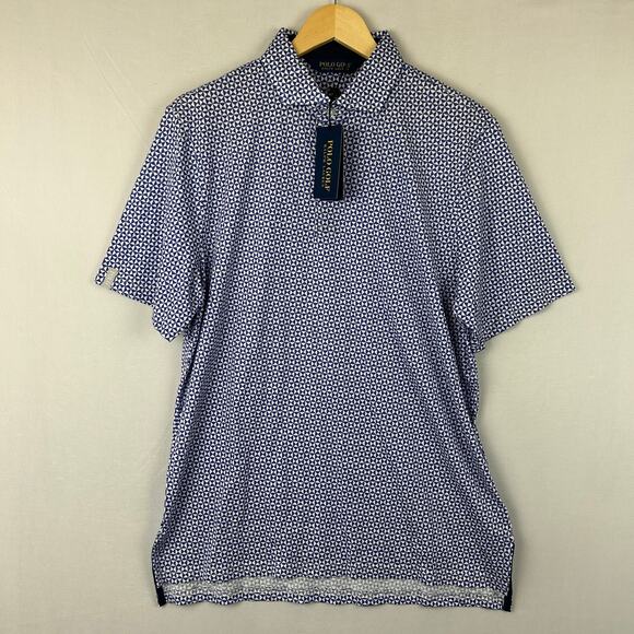 Polo Golf Ralph Lauren Blue Geometric Short Sleeve Polo Shirt Men's Size M